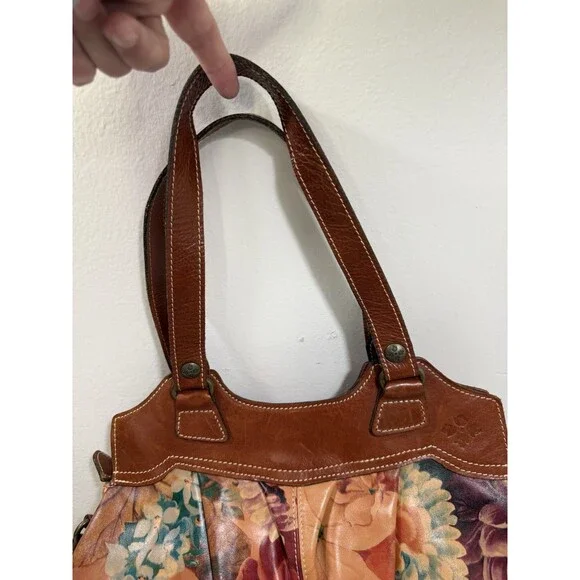 PATRICIA NASH LRG SATCHEL SHOULDER HANDBAG FLORAL PRINT ITALIAN LEATHER DUST BAG - Picture 4 of 15